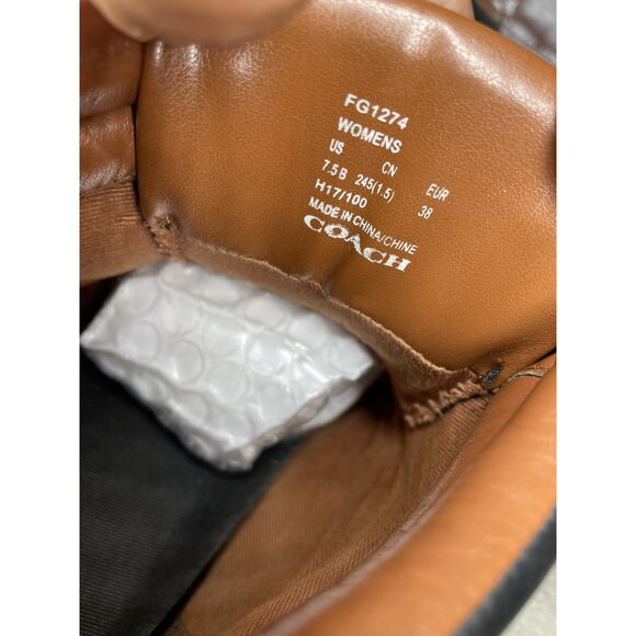 COACH Pembroke Nappa Black Leather Hi-Top Turnlock Sneakers Women 7.5B US FG1274 - Picture 5 of 16